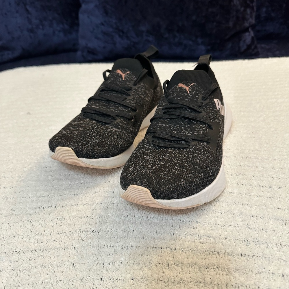 Puma Black Knit Sneakers with White Sole - Picture 5 of 15
